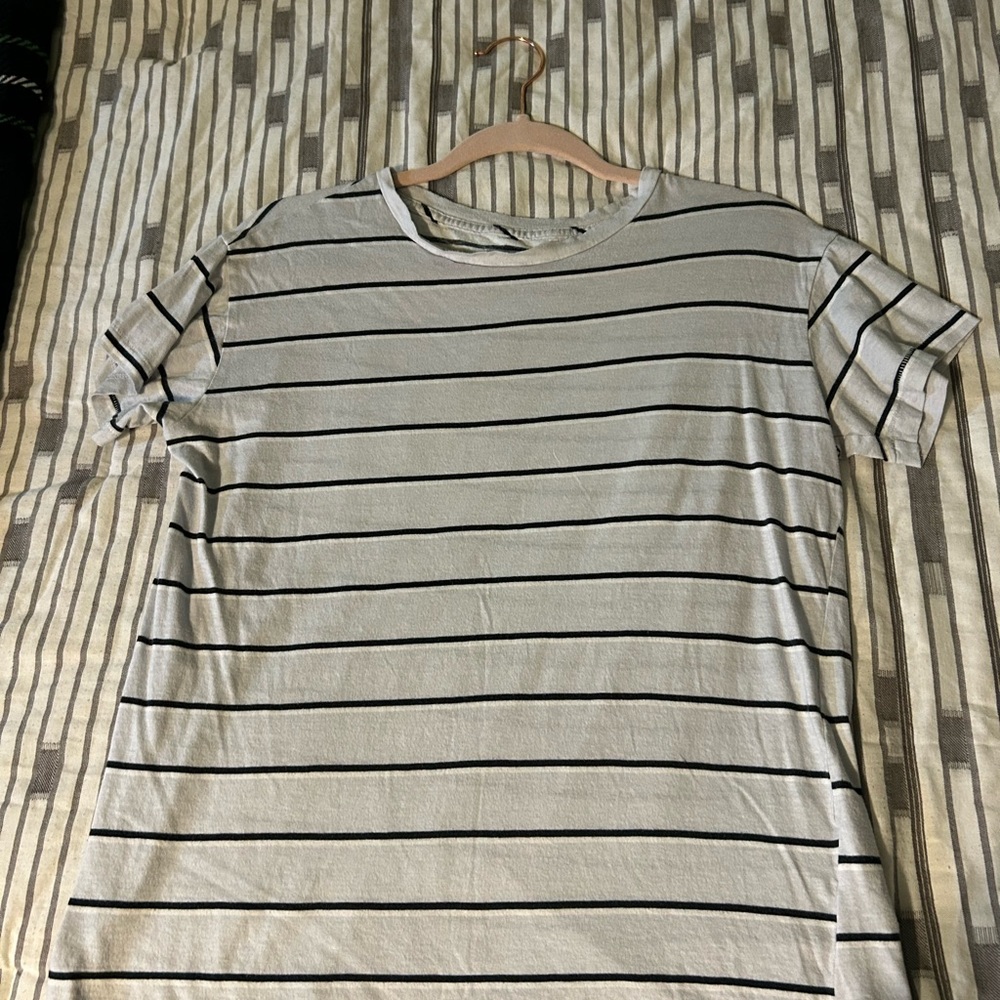 PINK Victoria's Secret Black and Gray Striped Tee